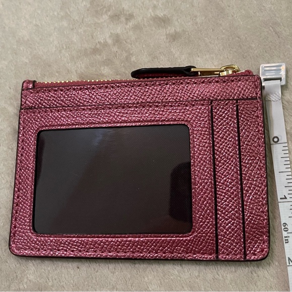 Coach card mini skinny Id coin metallic pink case NWOT - Picture 4 of 4